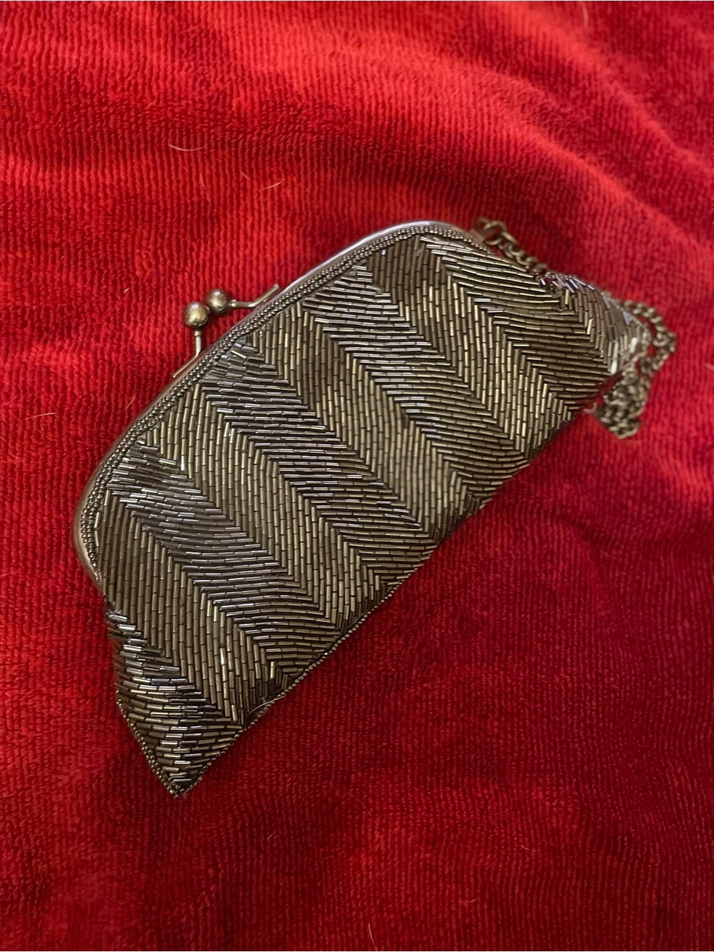 Limited Too Y2K Gunmetal Beaded Evening Clutch Purse Chain Strap